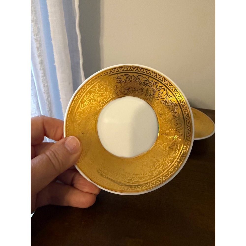 Vintage L.F. Fine Porcelain Limoges P.R.C. Gold Butter Pats Set of 3